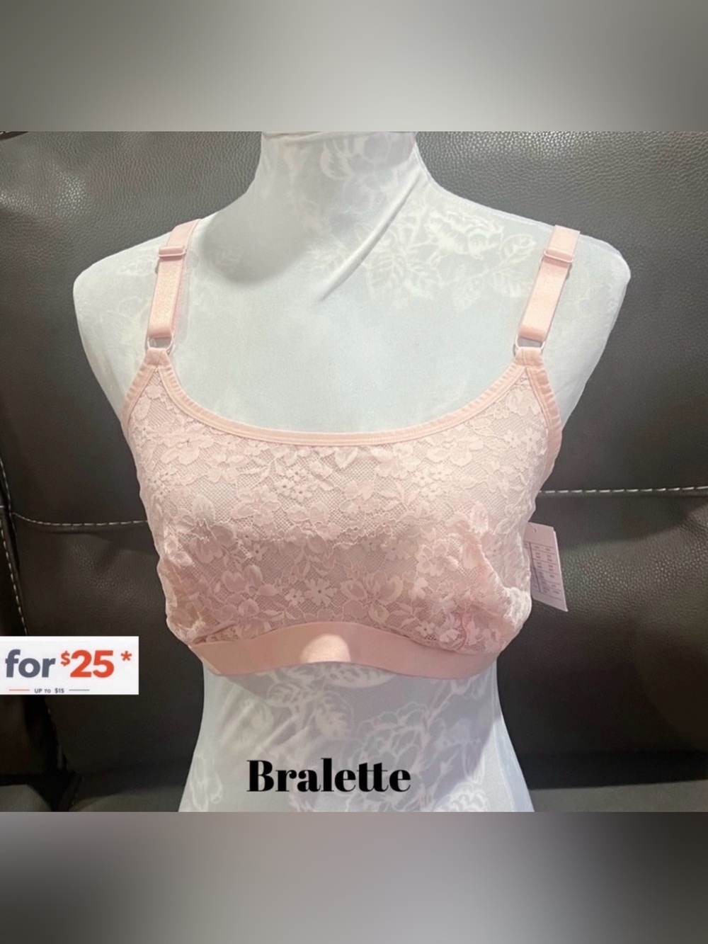 Elegant bralette Lace in Soft Pink